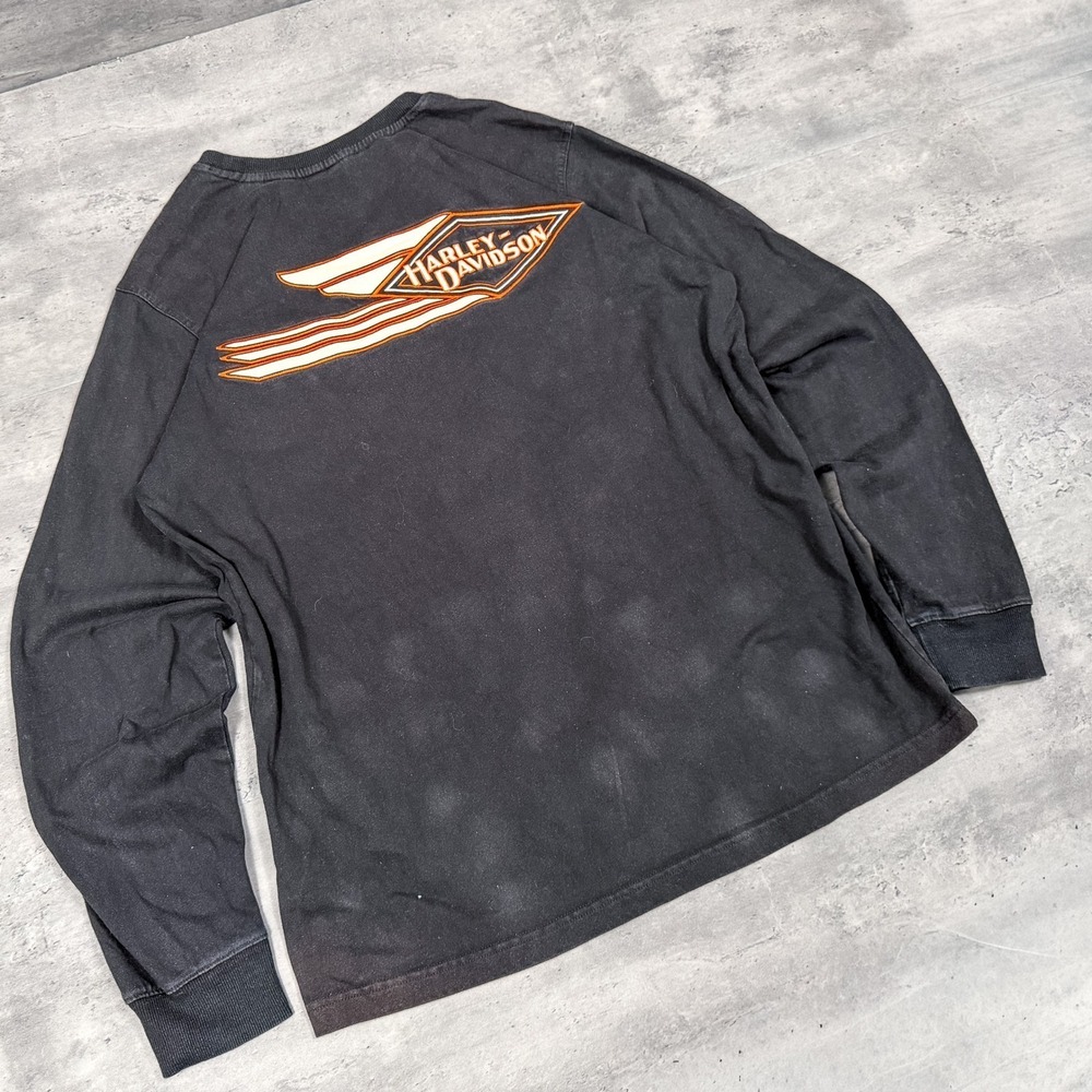 Y2K 2000's 00's Harley Davidson Embroidered Long Sleeve T-Shirt